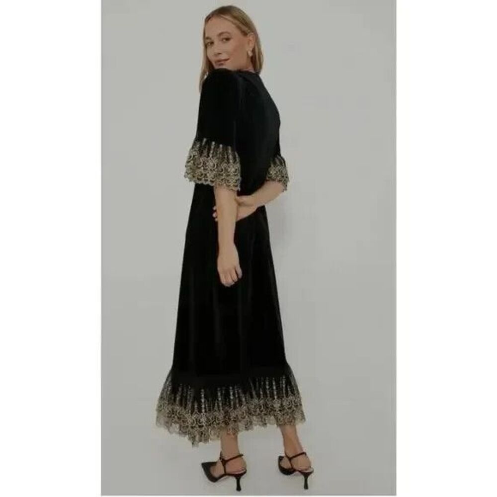 NEW Tuckernuck Pomander Place Black Lilith Gold Lace Dress X Large